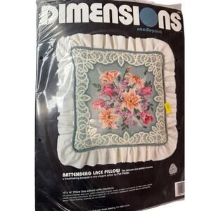 Vintage Dimensions 90s #2380 Lace Pillow Floral Flower Needlepoint Kit 14x14